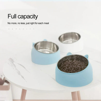 Stainless Steel Inclined Pet Feeding Bowl – Creative Cat & Dog Food and Water Feeder