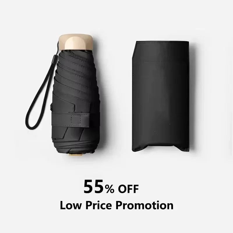 Ultra-Light UV Protection Umbrella - Compact, Foldable Design with Stainless Steel Handle for Sun & Rain, Durable 190T Canopy